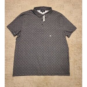Express Polo Short Sleeve Spotted Geometric Black Mens Size XL NWT
